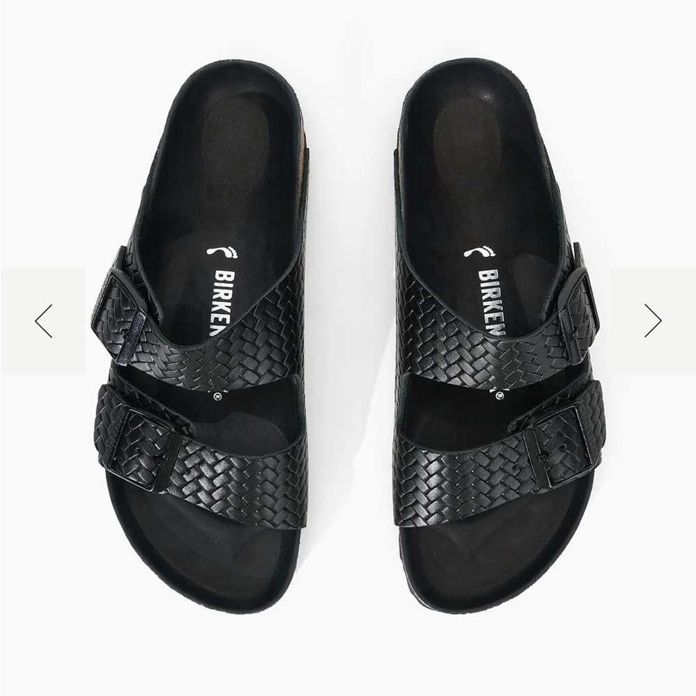 STAUD Black Woven Slide Sandals